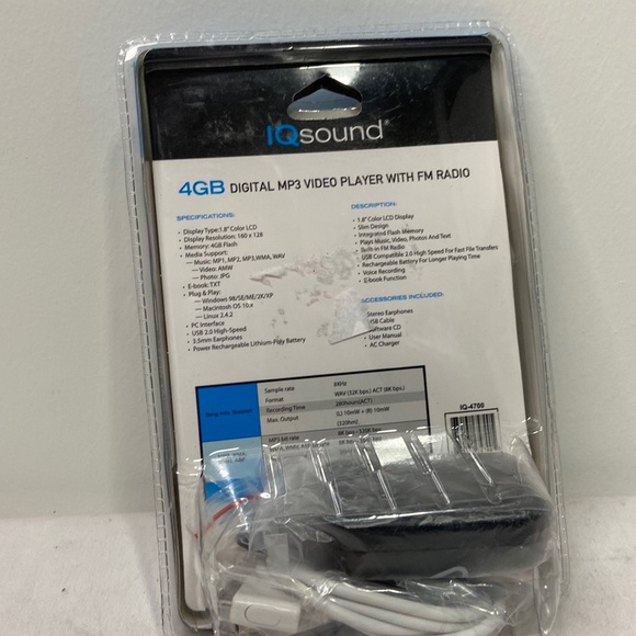 IQ Sound digital MP3 video player 1.8” LCD screen 4 GB new - Picture 2 of 4
